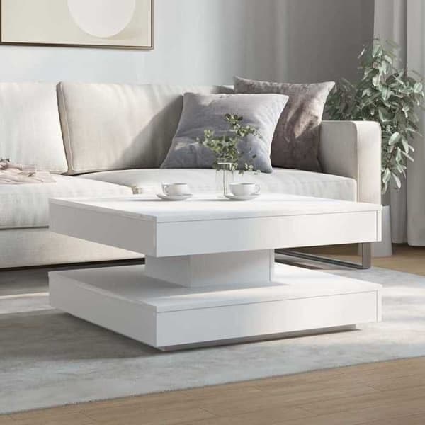 Bord - EKSKLUSIV HUS - 360° roterende - Hvid - 70x70x34,5 cm - Underlagring Vit