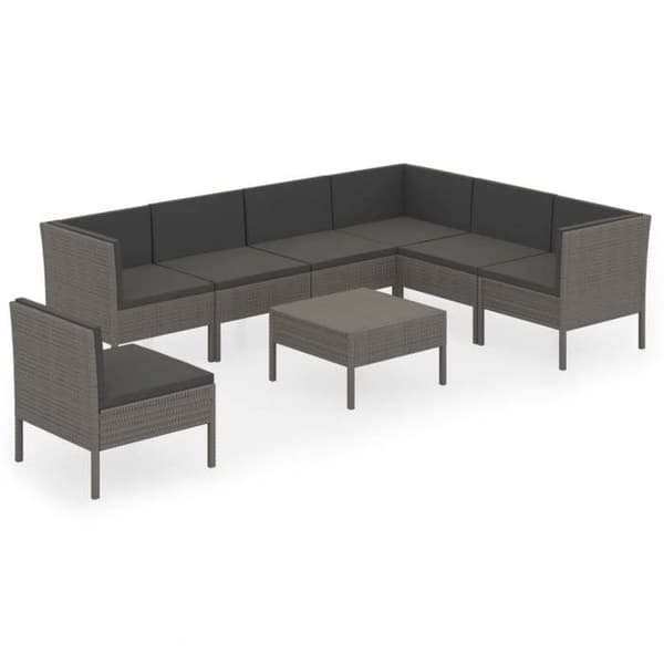 Maison Exclusive - Trädgårdsmöbler 8 delar med kuddar i grå flätad resin