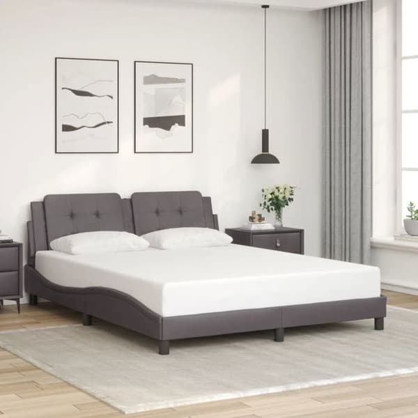 Maison Exclusive - Sengestel med LED uden madras Zadar grå 160x200 cm grå