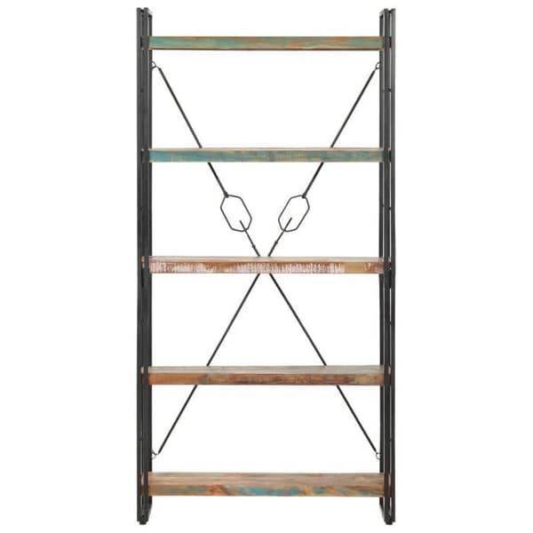 Maison Exclusive - Bibliotek 5 niveauer 90x30x180 cm Solid genbrugstræ brun