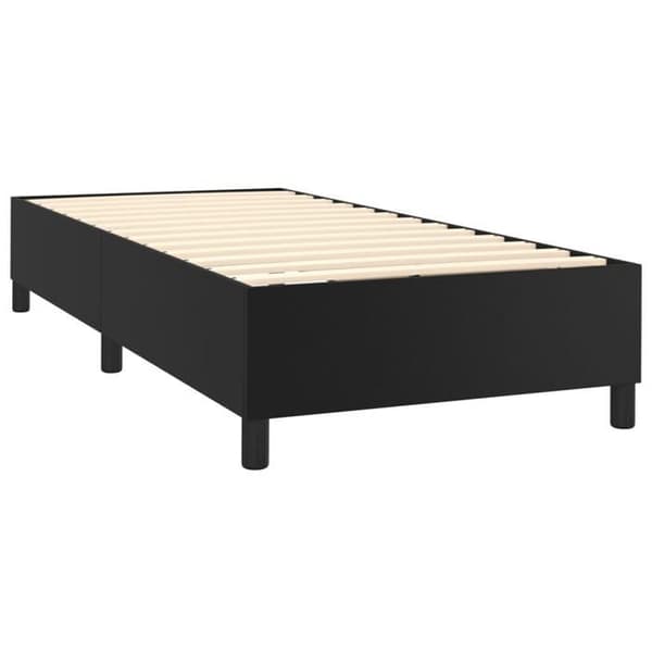 Maison Exclusive - Sengebund med sorte lameller 90x190 cm i kunstlæder