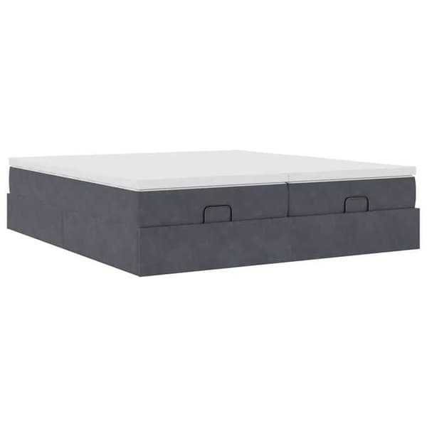 Maison Exclusive - Sängram ottoman med mörkgrå madrass 180x200cm sammet mörkgrå, vit