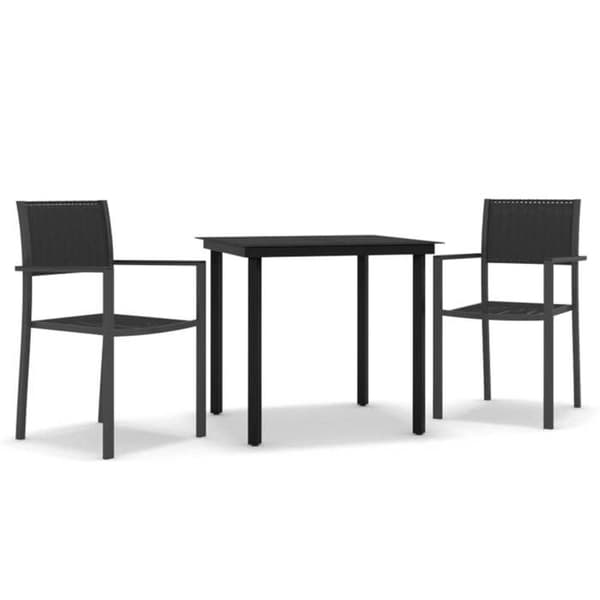 Maison Exclusive - 3 osan musta puutarhakalustesarja