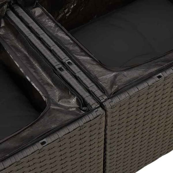 Maison Exclusive - Trädgårdsmöbler 9 delar med svarta kuddar i flätad plast