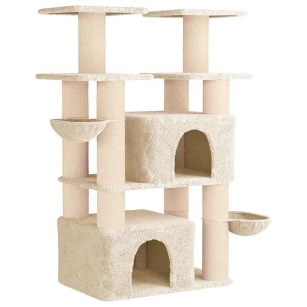 Maison Exclusive - Kattträd med sisal klöspinnar Creme 147 cm 2 st Grädde
