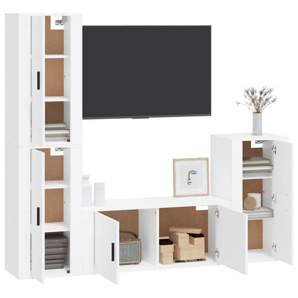 Maison Exclusive - 4 dele TV-møbel sæt Hvid Ingeniørtræ