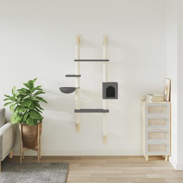 Maison Exclusive - Väggmonterad kattträd med klösmatta mörkgrå 180 cm mörkgrå
