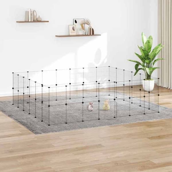 Maison Exclusive - Bur til kæledyr med 52 paneler og sort dør 245x210x70 cm
