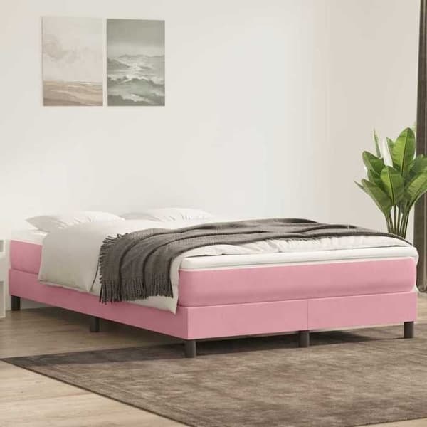 Sengestel - EKSKLUSIV HUS - 160x210 cm - Lamelseng - Rosa velour - Robuste ben Ros
