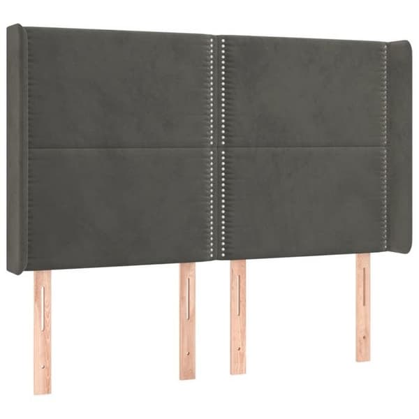 Maison Exclusive - LED Hovedgærde Mørkegrå 147x16x118/128 cm Velour mörkgrå