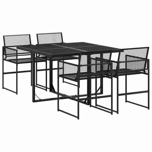 Maison Exclusive - Trädgårdsset 5 delar Svart Flätad Resin