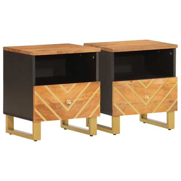 Maison Exclusive - 2 stk natborde i brun og sort solid mangotræ