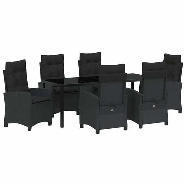 Maison Exclusive - 7 pc have spisebordssæt i sort polyrotin Svart