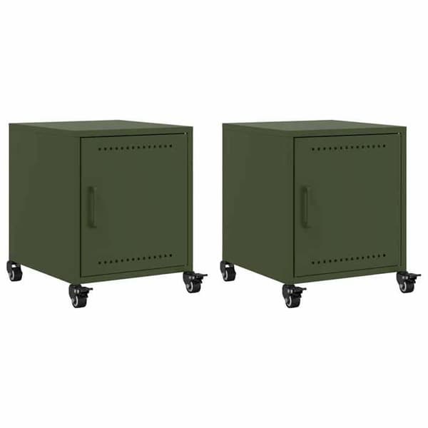 Maison Exclusive - Sängbord 2 st olivgrön 36x39x43,5 cm stål