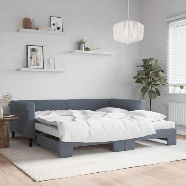 Maison Exclusive - Päivävuode ja vuodevaatteet, tummanharmaa patja 100x200 cm samettia