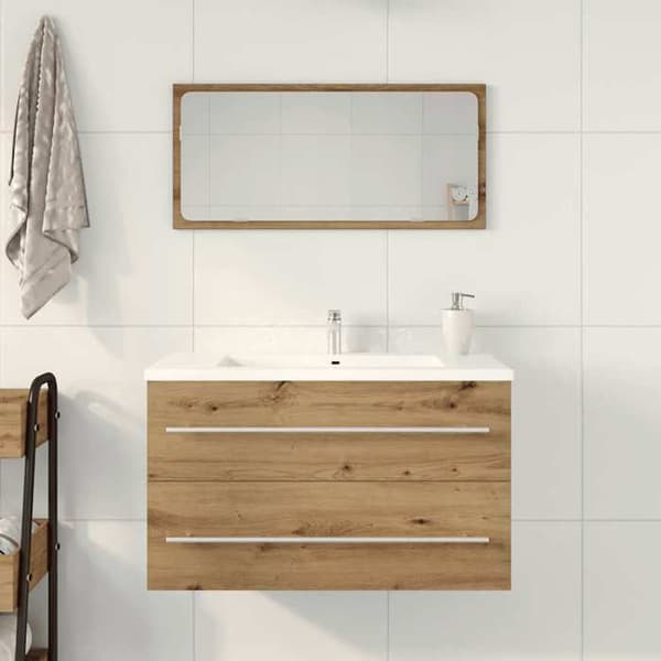 Maison Exclusive - Badeværelses underskabs møbel i massivt egetræ 80 x 38,5 x 48 cm ingeniørtræ