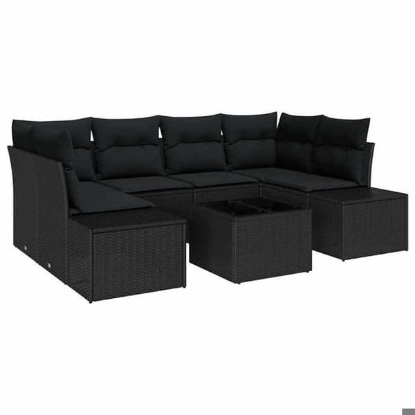 Maison Exclusive - 8 osan puutarhakalustesetti, musta polyrottinki