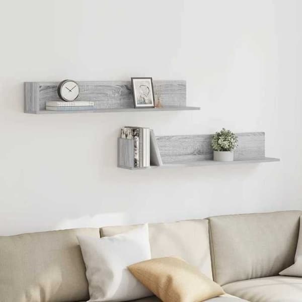 Maison Exclusive - Seinähyllyt 2 kpl sonoma harmaa 100x16,5x16,5 cm