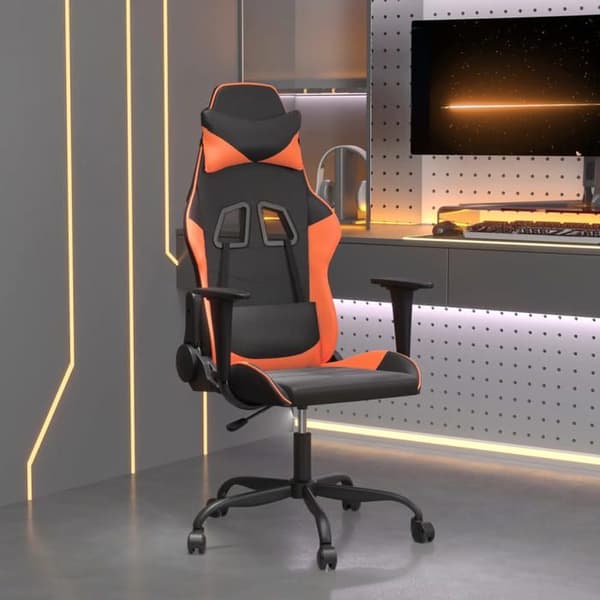 Maison Exclusive - Spilestol med massage i sort og orange kunstlæder