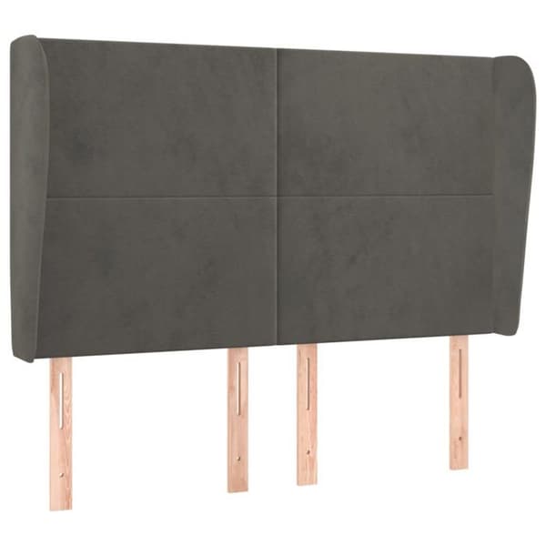 Maison Exclusive - Päätylevy korvilla Tummanharmaa 147x23x118/128 cm Sametti