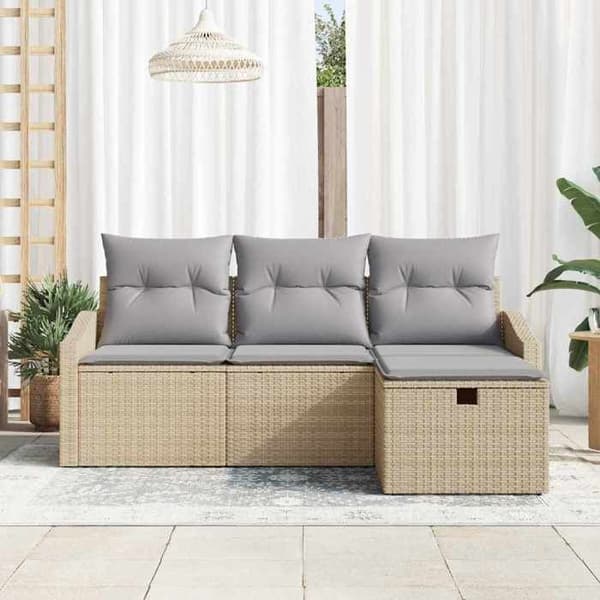 Trädgårdsmöbler - EXKLUSIVT HUS - Set 4 delar polyrotting - Beige - Väderbeständig - Modulär
