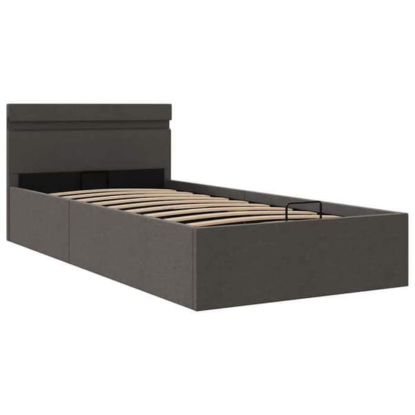 Sengestel med hydraulisk opbevaring - EKSKLUSIV HUS - 90x200 - Grå - Justerbar LED - USB-stik