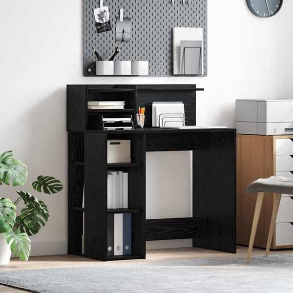 Maison Exclusive - Kontor Sort egetræ Ingeniørtræ 90 x 48 x 101,5 cm