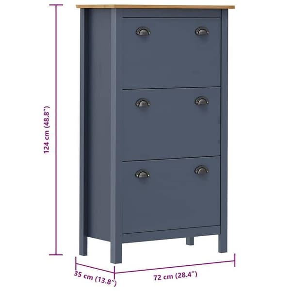 Maison Exclusive - Skoskab Hill Grå 72x35x124 cm Solid fyrretræ Grå