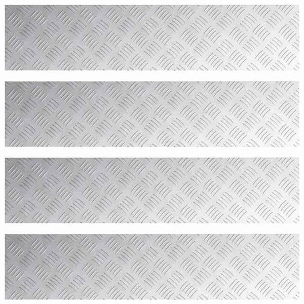 Maison Exclusive - Nez de marche 4 pc 90 x 20 cm Silver Aluminium Rektangulär Silver