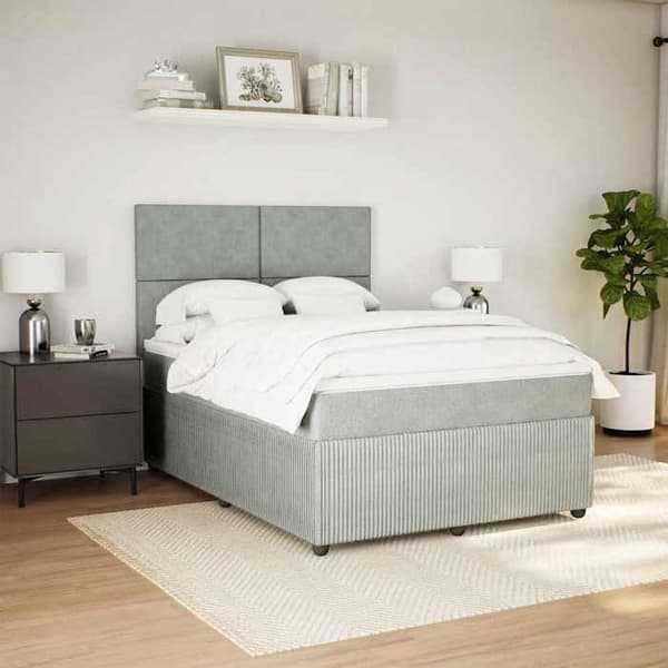 Maison Exclusive - Seng solid bund med socker og madras Grå 160x200cm Velour