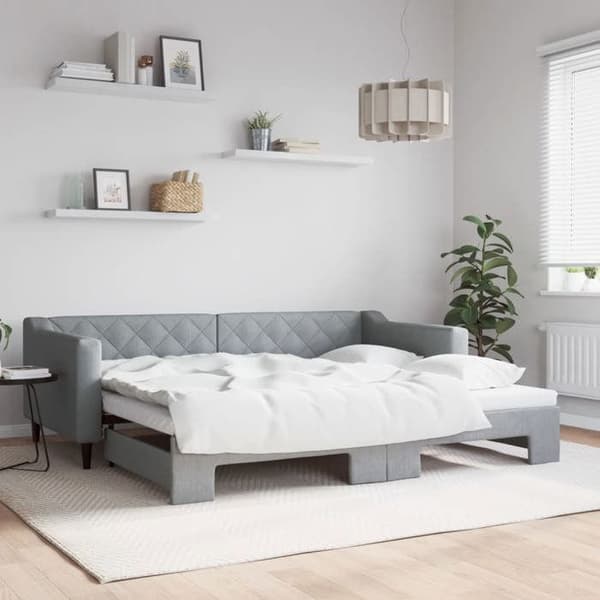 Maison Exclusive - Päivävuode, jossa on alavuode ilman patjaa, vaaleanharmaa 90x200 cm ljusgrått