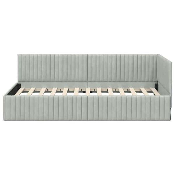 Maison Exclusive - L-formet sengestel Lys grå 100 cm x 200 cm Velour