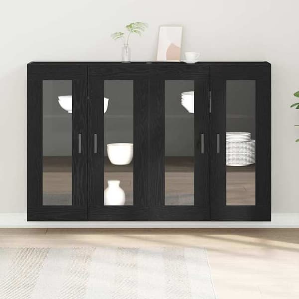 Maison Exclusive - Væghylder 2 stk Sort eg 69,5 x 34 x 90 cm