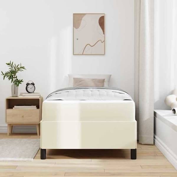 Maison Exclusive - Sängram med madrass Crème 90 x 190 cm tyg