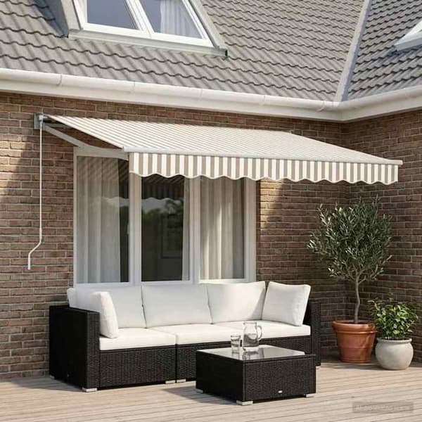 Maison Exclusive - Fällbart tak i ljusgrått och vitt 3,5 x 2,5 m