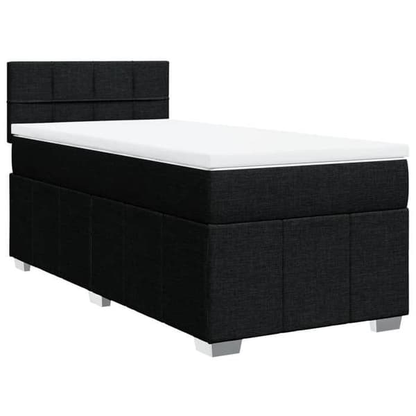 Maison Exclusive - Sengebund med lameller og madras Sort 100x200 cm Stof