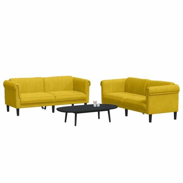 Maison Exclusive - 2 kpl keltaista samettisohvaa