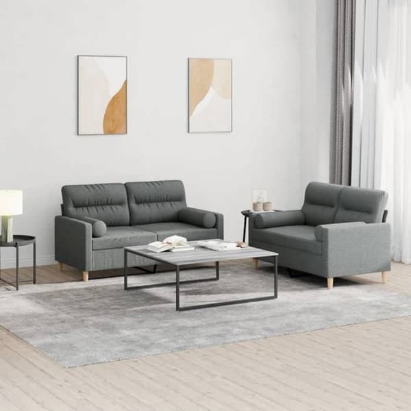 Maison Exclusive - Sæt af 2 sofaer med mørkegrå puder i stof