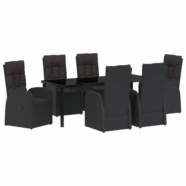 Maison Exclusive - 7 pc have spisebordssæt i sort polyrotin Svart