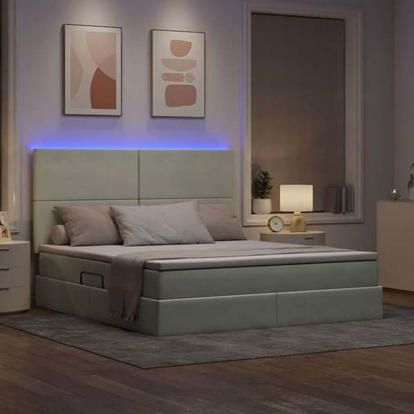 Maison Exclusive - LED opbevaringsseng med madras Lys grå 180 x 200 cm Ljusgrått