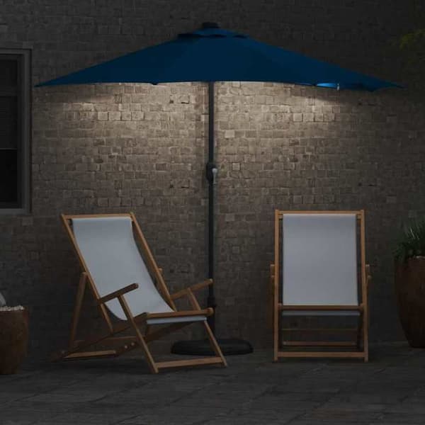 Trädgårdsparasol - MAISON EXCLUSIVE - 294 x 150 x 223 cm - Polyester & stål - Fällbar - Vevar & solenergi LED Azurblå