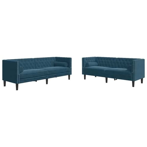 Maison Exclusive - Chesterfield sofa sæt med 2 stk. blå velour puder