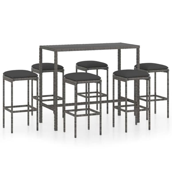 Maison Exclusive - Havebar sæt 7 dele med puder, flet i grå Grå