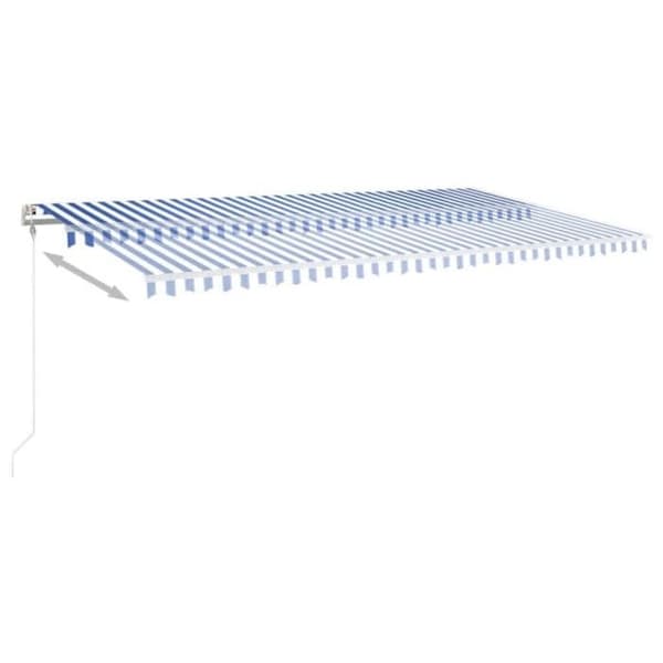 Maison Exclusive - Elektrisk markis 6 x 3,5 m Randig blå och vit 100 % polyester Blå och vit