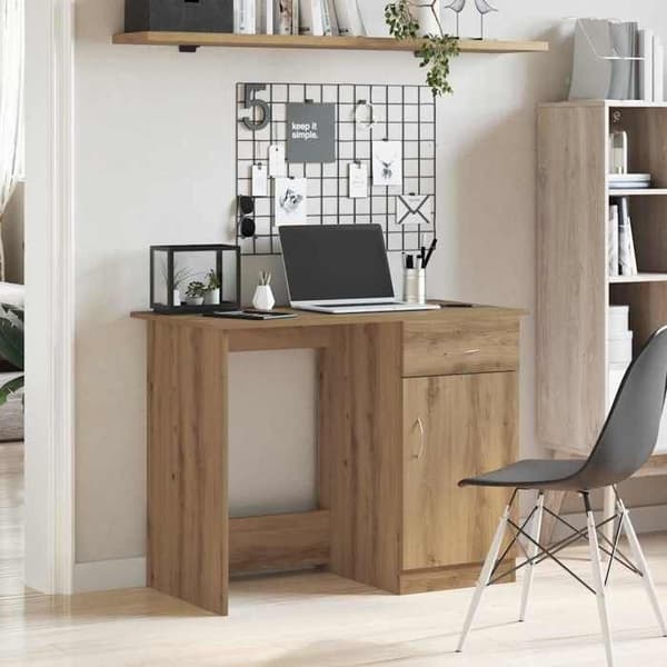 Maison Exclusive - Håndlavet egetræskontor 100x50x76 cm ingeniørtræ