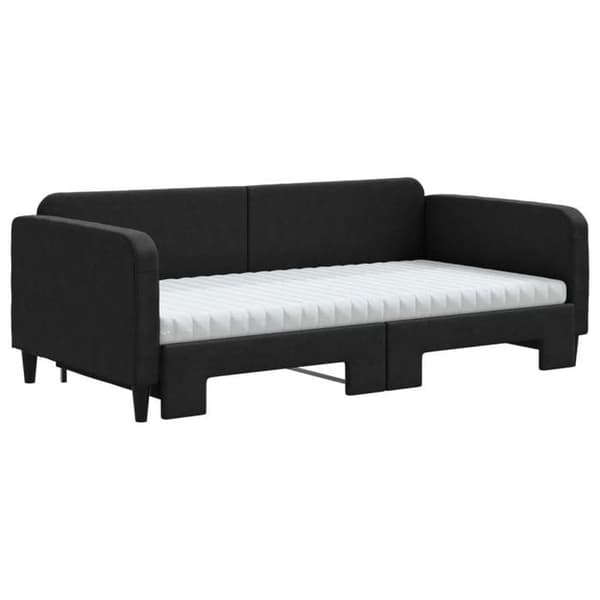 Maison Exclusive - Sengebænk med udtræk og sort madras 100x200 cm stof