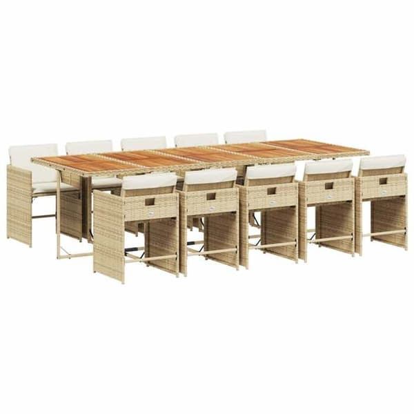 Maison Exclusive - Puutarhakalusteryhmä ja tyynyt 11 kpl beige polyrottinki