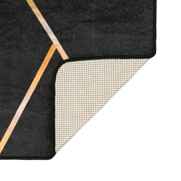 Tæppe - Eksklusivt Hus - Sort og guld - 80 x 300 cm - Vaskbart velour svart och guld