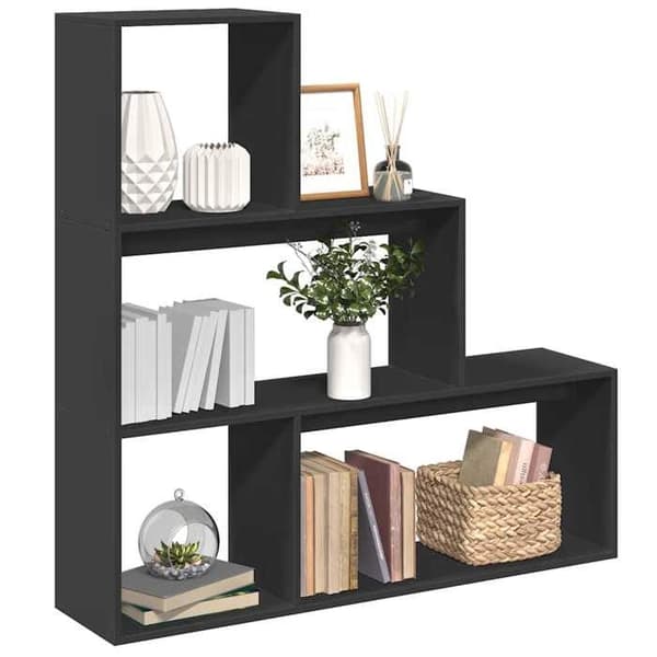 Maison Exclusive - Rumdelende reol med 3 niveauer sort 123x29x123 cm
