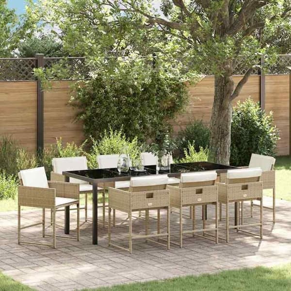 Maison Exclusive - 9 pc spisestue sæt til haven i beige polyrotin beige